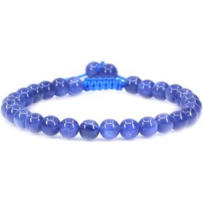 Keleny Gem Semi Precious Gemstones 6mm Round Beads Stone Crystal Adjustable Braided Bracelets Unisex