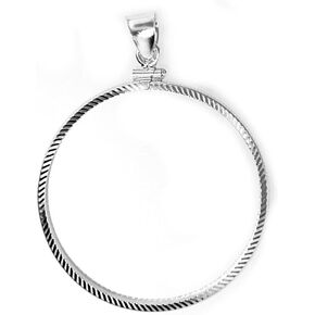 Diamond cut Sterling Silver Coin Edge Coin Bezel Frame Mount Pendant for $1 Peace Morgan Eisenhower Silver Dollar in Saudi Arabia