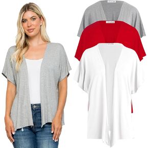 Free to Live 3 Pack Dolman Short Sleeve Cardigan for Women Lightweight Open Front Kimono Fall Sweaters Dressy Casual Cover Up in Saudi Arabia