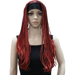 Lydell Braided Wig Afro Long Synthetic Fully Hand Tied Twist Braided Wigs 12TT26 Brown Highlighted