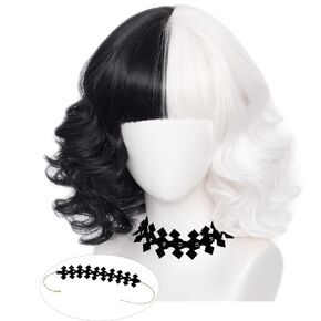 SL Short Dark Green Bob Wig with Bangs 14'' Women's Pastel Curly Wavy Shoulder Length Hair Wig for Girls with Cap