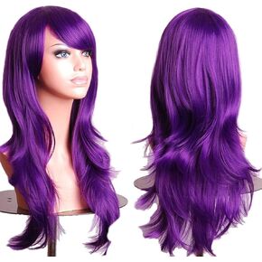 28" Women Long Big Wavy Hair Wig for Women Girls Cosplay Party Costume (Black)