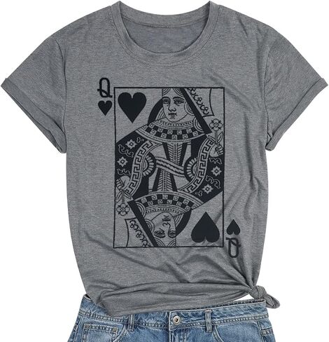 Queen of Hearts T-Shirt for Women Funny Vintage Graphic Tees Cool Cute Queen Tee Casual Short Sleeve Tops Shirts in Kuwait