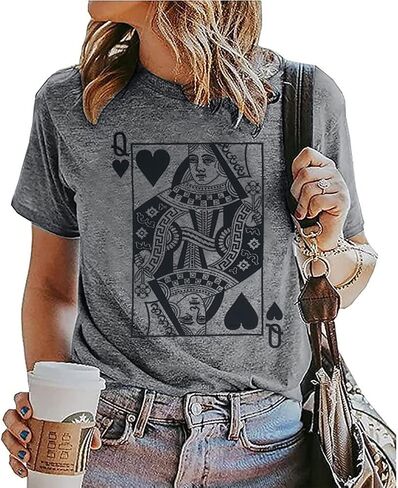 Queen of Hearts T-Shirt for Women Funny Vintage Graphic Tees Cool Cute Queen Tee Casual Short Sleeve Tops Shirts in Kuwait