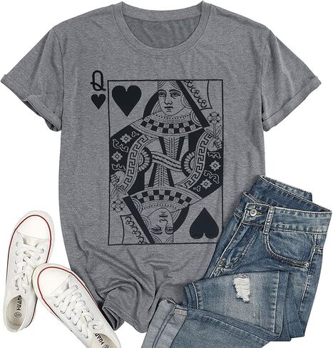 Queen of Hearts T-Shirt for Women Funny Vintage Graphic Tees Cool Cute Queen Tee Casual Short Sleeve Tops Shirts in Kuwait