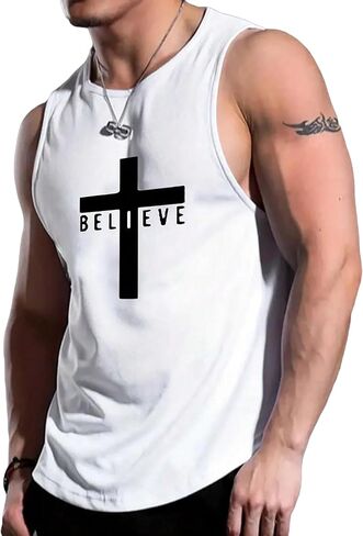 SOLY HUX Men's Letter Graphic Tank Top Sleeveless Round Neck Summer Tops in Saudi Arabia