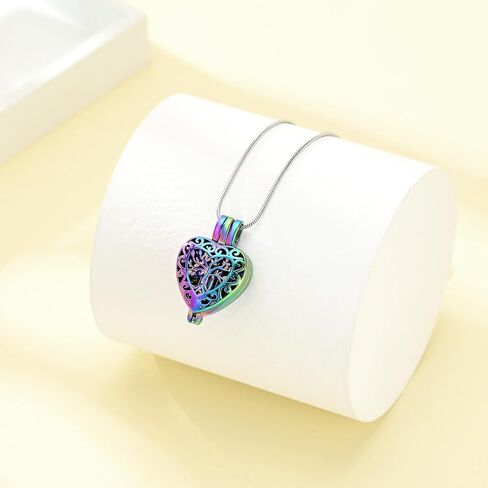 zeqingjw Hollow Heart Urn Necklace for Ashes Always in My Heart Cremation Jewelry Memorial Locket Pendant Jar Keepsake Necklace Gift in Saudi Arabia