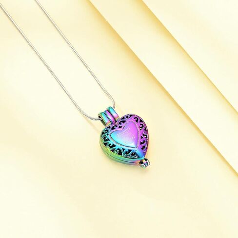 zeqingjw Hollow Heart Urn Necklace for Ashes Always in My Heart Cremation Jewelry Memorial Locket Pendant Jar Keepsake Necklace Gift in Saudi Arabia