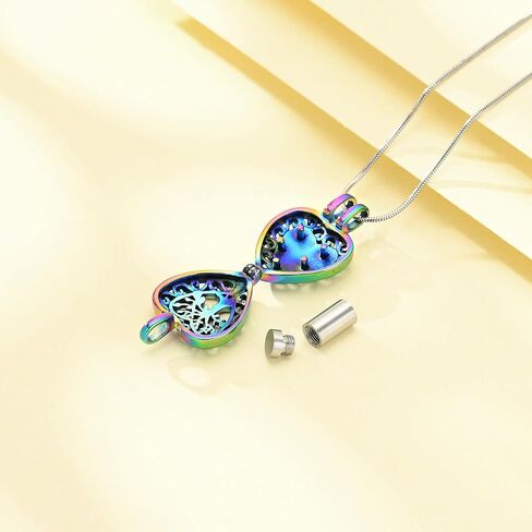 zeqingjw Hollow Heart Urn Necklace for Ashes Always in My Heart Cremation Jewelry Memorial Locket Pendant Jar Keepsake Necklace Gift in Saudi Arabia