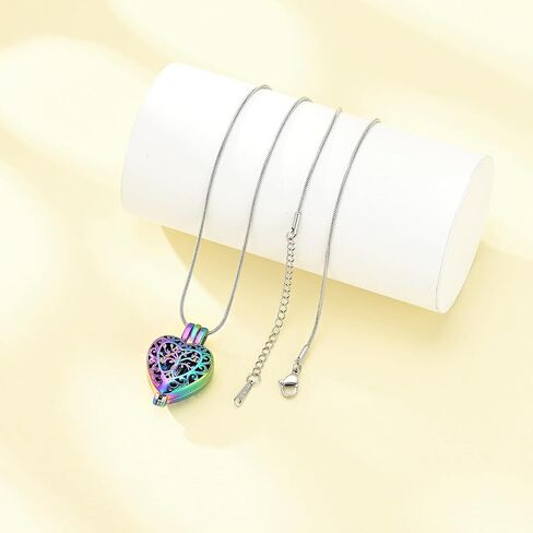 zeqingjw Hollow Heart Urn Necklace for Ashes Always in My Heart Cremation Jewelry Memorial Locket Pendant Jar Keepsake Necklace Gift in Saudi Arabia
