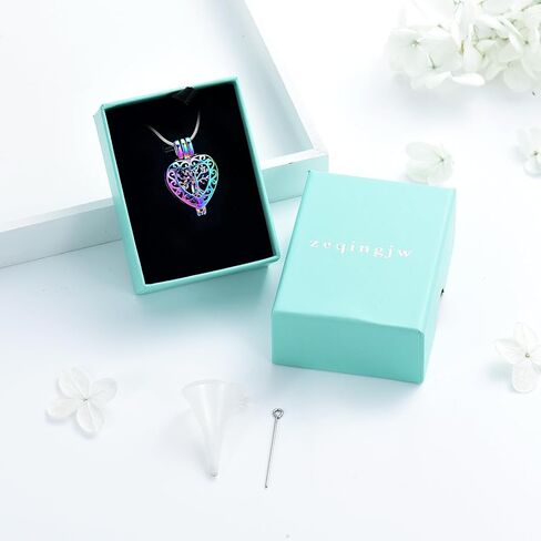 zeqingjw Hollow Heart Urn Necklace for Ashes Always in My Heart Cremation Jewelry Memorial Locket Pendant Jar Keepsake Necklace Gift in Saudi Arabia
