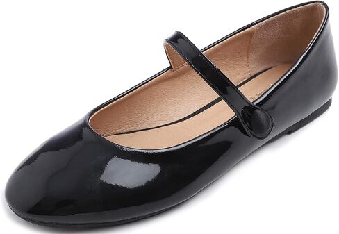 FEVERSOLE Women's Mary Jane Fashion Round Toe Easy Buckle Slip On Flats in Saudi Arabia