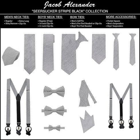 Jacob Alexander Men's Seersucker Striped Pattern Extra Long Neck Tie in Saudi Arabia