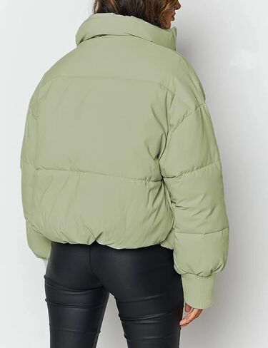 يانيو جاكيتات منتفخة كاجوال مبطنة بسحاب كامل وقبة قائمة واكمام طويلة للنساء in Kuwait