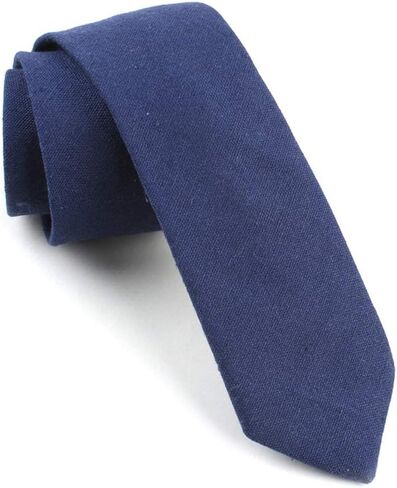 Kihatwin Men's Narrow Solid Color Tie Causal Cotton Linen Narrow Slim cut Wedding Necktie in Saudi Arabia