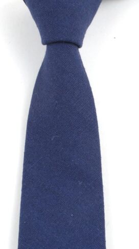 Kihatwin Men's Narrow Solid Color Tie Causal Cotton Linen Narrow Slim cut Wedding Necktie in Saudi Arabia