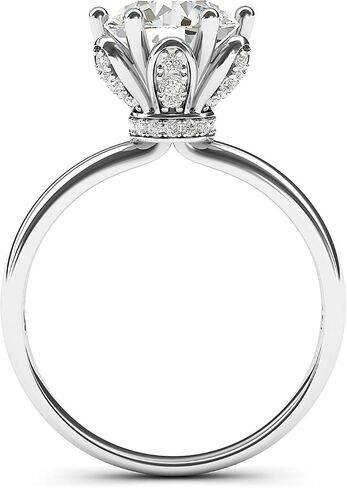 THELANDA 10k White Gold Romantic Flower Style 6-Prong Set 2.0 CT Simulated Diamond Moissanite Engagement Ring in Saudi Arabia
