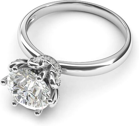 THELANDA 10k White Gold Romantic Flower Style 6-Prong Set 2.0 CT Simulated Diamond Moissanite Engagement Ring in Saudi Arabia