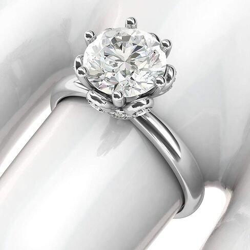 THELANDA 10k White Gold Romantic Flower Style 6-Prong Set 2.0 CT Simulated Diamond Moissanite Engagement Ring in Saudi Arabia