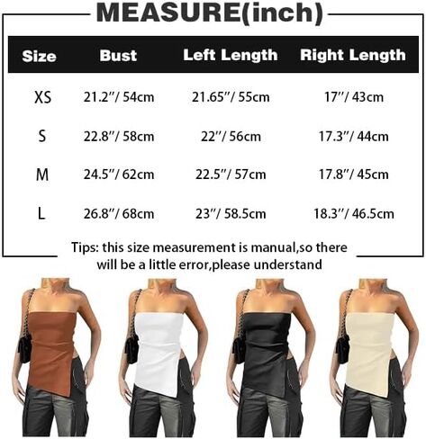 Lauweion Women's Strapless Knit Bandeau Tube Top Asymmetrical Slit Hem Solid Slim Fitted Y2K Sexy Going Out Tank Bustier in Kuwait