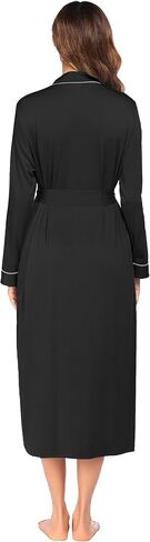 Ekouaer Women Kimono Robes Full Length Knit Bathrobe Lightweight Soft Sleepwear V-neck Casual Ladies Loungewear S-XXL in Kuwait