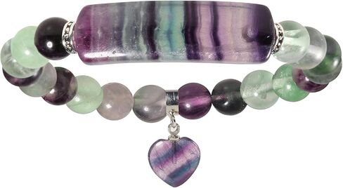 سوار من الحجر المصنوع يدويًا من Yatming مع قلب كريستالي، 8 مم من ريكي شفاء الطاقة وموازنة التأمل وخرز اليوجا للنساء in Kuwait