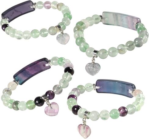 سوار من الحجر المصنوع يدويًا من Yatming مع قلب كريستالي، 8 مم من ريكي شفاء الطاقة وموازنة التأمل وخرز اليوجا للنساء in Kuwait