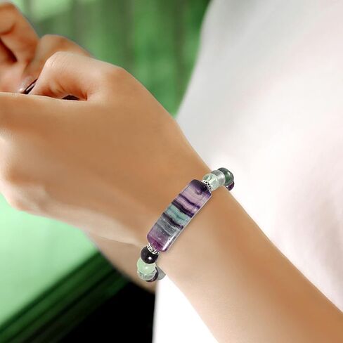 سوار من الحجر المصنوع يدويًا من Yatming مع قلب كريستالي، 8 مم من ريكي شفاء الطاقة وموازنة التأمل وخرز اليوجا للنساء in Kuwait