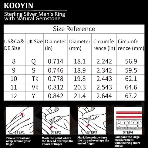 خاتم KOOYIN للرجال من الفضة الاسترليني، خاتم اللازورد الفيروزي الكبير مع صندوق مجوهرات، خاتم راكبي الدراجات البيضاوي التركي المصنوع يدويًا، سوار من الأحجار الكريمة العتيقة، هدية رائعة لعيد الميلاد وعيد الميلاد للرجال in Saudi Arabia