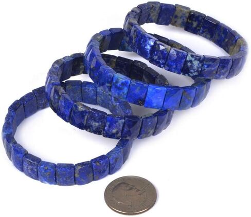 JUSTINSTONES Gem Semi Precious Gemstone 12mm Faceted Rectangle Beads Stretch Bracelet 7 Inch in Kuwait