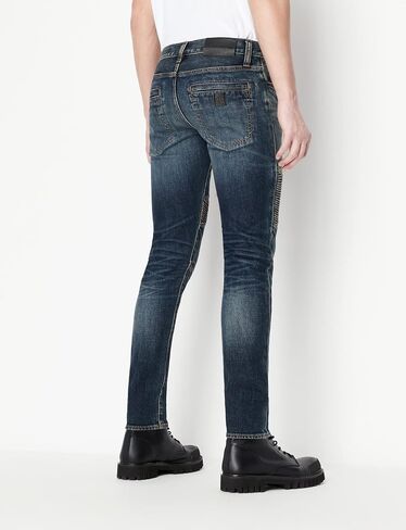 A｜X ARMANI EXCHANGE Men's J27 Mid Tone Skinny Biker Jeans in Saudi Arabia