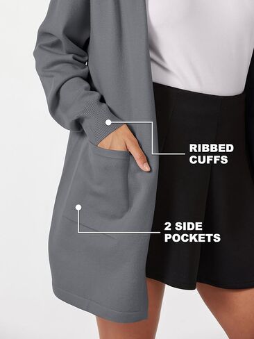 MAGCOMSEN المرأة مفتوحة الجبهة سترة متماسكة خفيفة الوزن سترة معطف مقنع سترة معطف 2 جيوب 2024 الربيع عادية in Kuwait