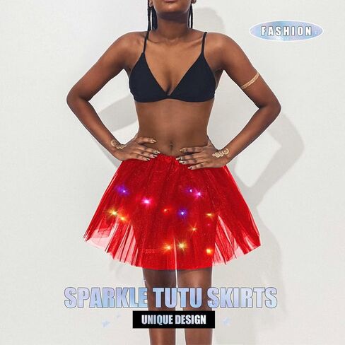 تنورة توتو LED من Eyret تنانير مضيئة بطبقات من التول تنانير الباليه سباركلي للحفلات والرقص توتو التنانير زي للنساء والفتيات in Kuwait