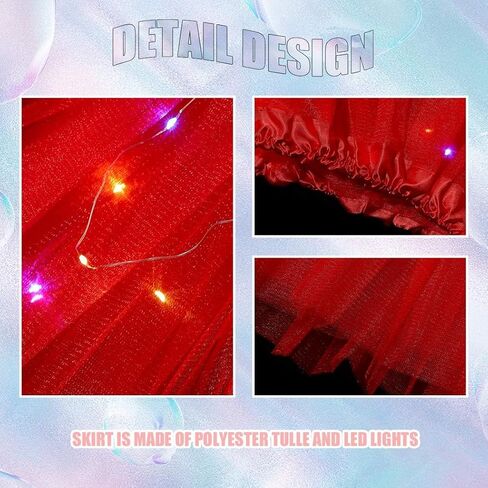 تنورة توتو LED من Eyret تنانير مضيئة بطبقات من التول تنانير الباليه سباركلي للحفلات والرقص توتو التنانير زي للنساء والفتيات in Kuwait
