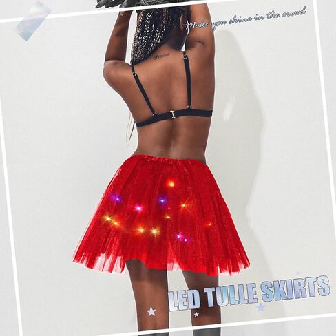 تنورة توتو LED من Eyret تنانير مضيئة بطبقات من التول تنانير الباليه سباركلي للحفلات والرقص توتو التنانير زي للنساء والفتيات in Kuwait