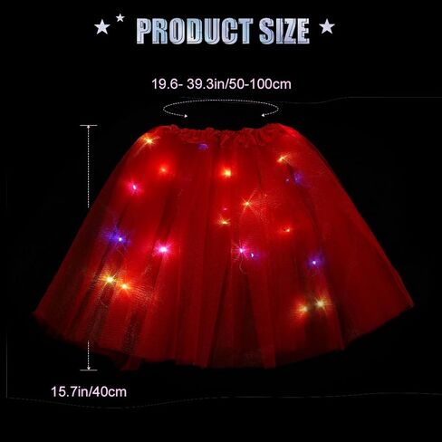 تنورة توتو LED من Eyret تنانير مضيئة بطبقات من التول تنانير الباليه سباركلي للحفلات والرقص توتو التنانير زي للنساء والفتيات in Kuwait