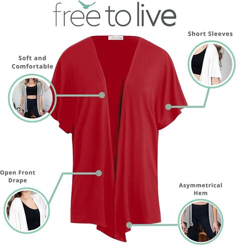 Free to Live 3 Pack Dolman Short Sleeve Cardigan for Women Lightweight Open Front Kimono Fall Sweaters Dressy Casual Cover Up in Saudi Arabia