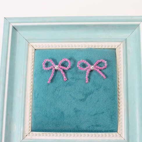 Handmake Bow Tie Drop Dangle Earrings Pink Glass Seed Bead Make Bow Ribbon Earrings For Women Girls in Saudi Arabia