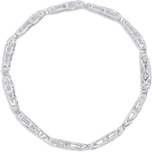 سوار Wishrocks 1/10 قيراط مستدير من الألماس الأبيض الطبيعي بحلقة مزدوجة لا متناهية للنساء من الذهب عيار 14 قيراط فوق الفضة الاسترليني، الحجم- 7 الوضوح: I2-I3، اللون: I-J، 0.10 Cttw in Kuwait