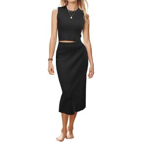 Arach&Cloz Womens Two Piece Sets 2024 Bodycon Dresses Summer Outfits Tank Top and Midi Skirt Suits Sweater in Kuwait