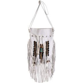 Boho Bag Round S | Real Leather | Fringe Purse | Bohemian Bags in Kuwait