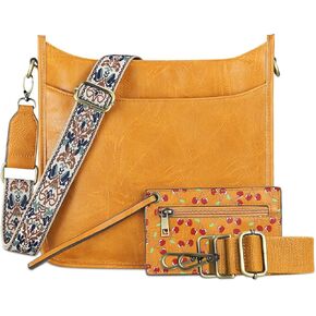 KITATU Crossbody Bags for Women Commuting 2Pcs Hobo Handbags Shoulder Designer Purse Vegan Leather Bag With 2 Straps