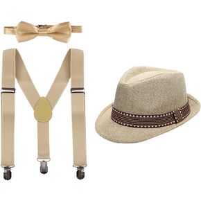 IDOPIP Cake Smash Outfit Boys Suspender Bow Tie Set with Birthday Hat Formal Tuxedo Suit for Kids Baby Photo Shoot Costume
