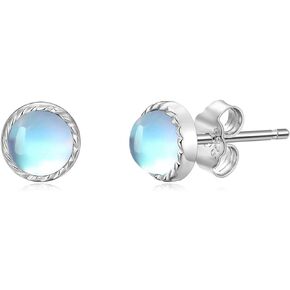 PYTALI Circle Rope Moonstone Stud Earrings Sterling Silver Synthetic Rainbow Moonstone Jewelry gifts for Women Girlfriend Daughter in Saudi Arabia