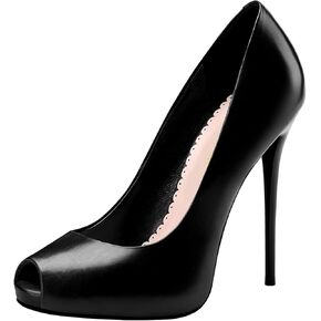 منصة عالية الكعب للنساء متأنقة زقزقة اصبع القدم منصة Stiletto عالية الكعب المرأة كعب جلد مريح 4.7 بوصة in Kuwait