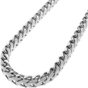 Verona Jewelers Mens 925 Sterling Silver 3MM 5.5MM Franco Chain Necklace, Square Box Link Rhodium Franco Necklace and Bracelet,925 Franco Chain for Men, Open Box Link Chain in Kuwait