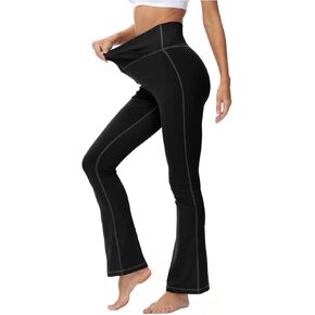 Y-blue سراويل اليوغا Bootcut مع جيوب للنساء كروس واسعة الساق مضيئة طماق انقسام هيم Bootleg كامل طول العمل السراويل in Kuwait