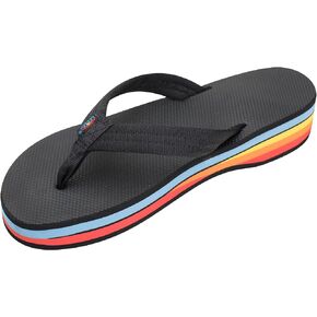 Rainbow Sandals Women's Four Layer Wedge Soft Rubber Top w/EVA Filled 3/4" Nylon Strap