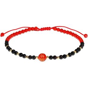 XHUUU Feng Shui Agate Coin Pattern Ankle Bracelets for Women Dainty Beach Anklet Bring Wealth Good Luck Protection Amulet Adjustable
