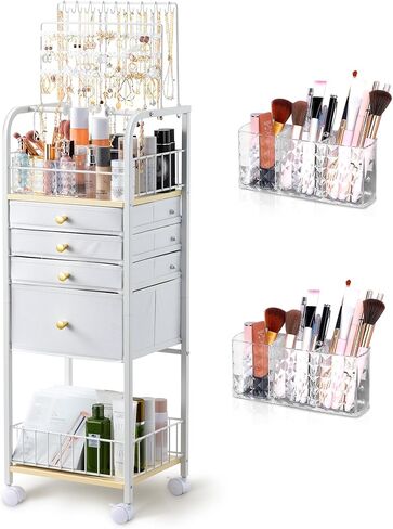 Lineware Large Jewelry Organizer Stand Jewelry Holder Organizer with 4 Jewelry Box Drawers Stand Up Jewelry Tower Makeup Organizer for Earring Necklace Bracelet Storage in Kuwait